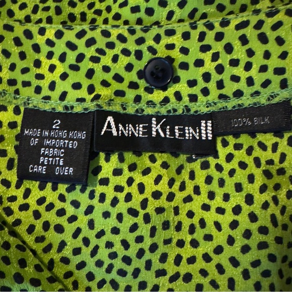 VINTAGE Silk Anne Klein II V Neck Pullover Long Sleeve Blouse Shirt Top Petite - Picture 5 of 10